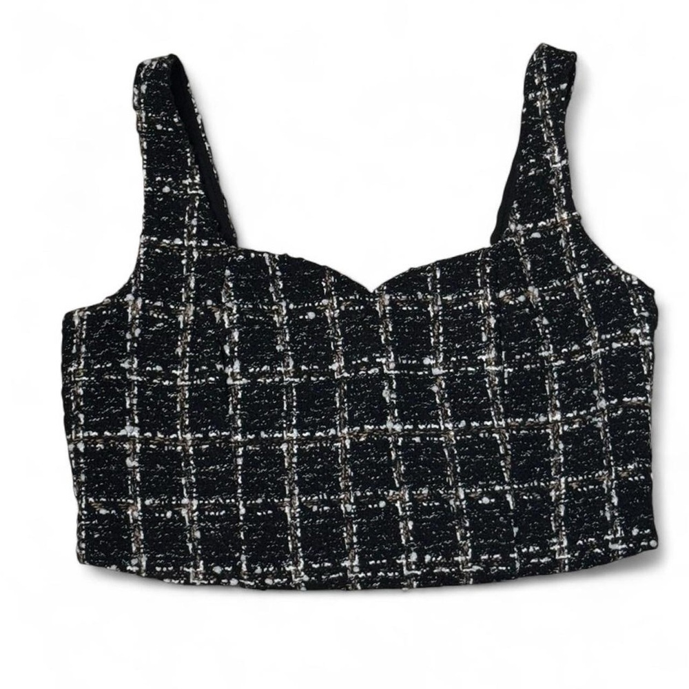 Abercrombie and Fitch Tweed Cami Top Size S Black White Brown